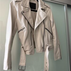 All Saints White Leather Jacket